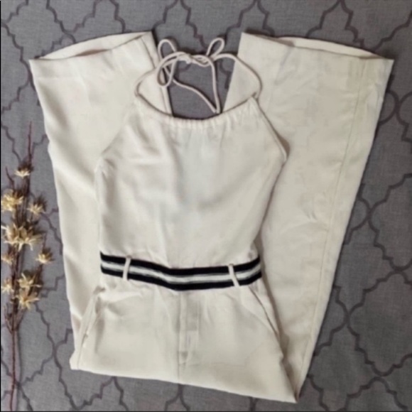 NWT-Anthropologie Sporty Chic Feminine Hepburn-Esque Wide Leg Low Back Jumpsuit - Picture 2 of 13
